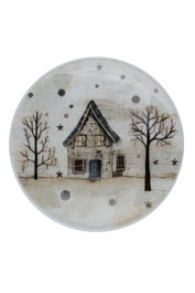 Hermia NNZG21DUS6885684 Juego de Servir Pasteles Porcelana, 6 Piezas, Elegante para Navidad, 21 x 21 x 2 cm